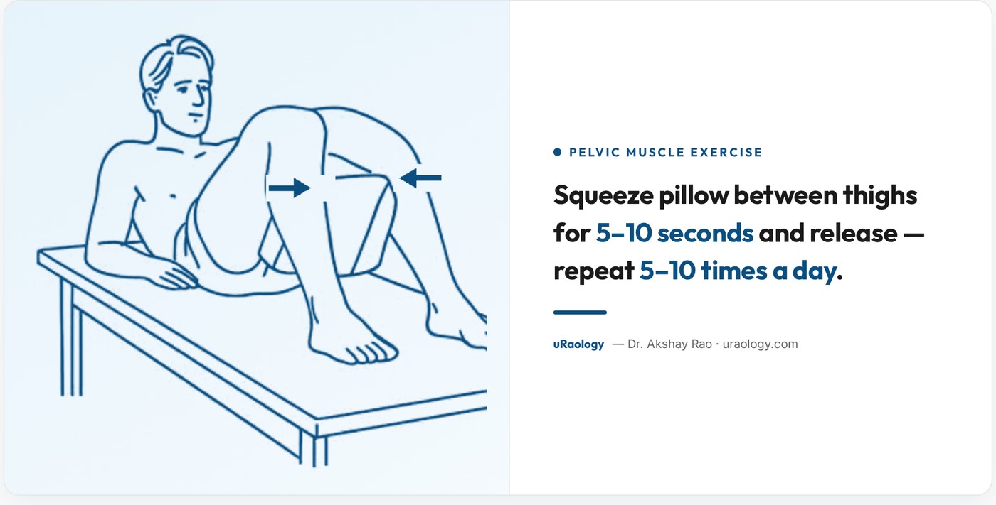 Person lying on their back with knees bent, squeezing a pillow between the thighs